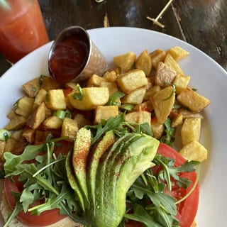 TOASTED BELOVED’S CIABATTA AVOCADO & KOOL KIDS RANCH EGGS vegetarian